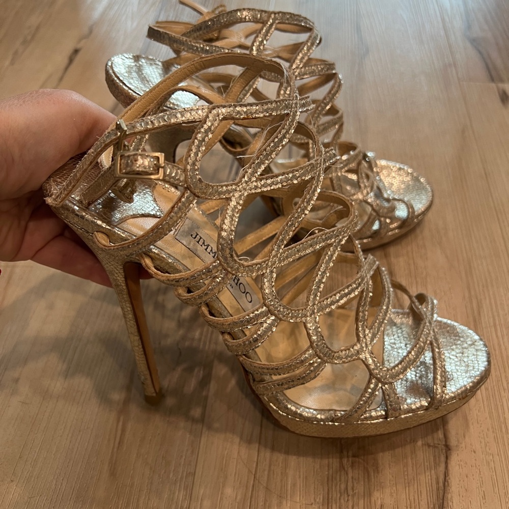Jimmy Choo women heels size 38 Gold - Picture 2 of 8